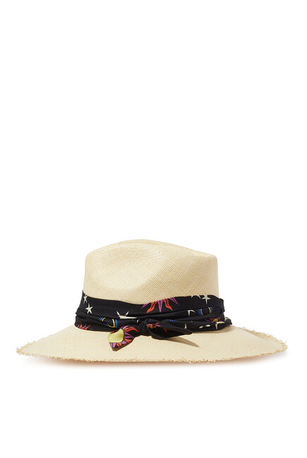Long Brim Aguacate Hat With Printed Fabric Band